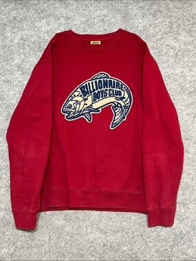 Billionaire Boys Club Burgundy Crewneck with Navy & Cream Fish Patch